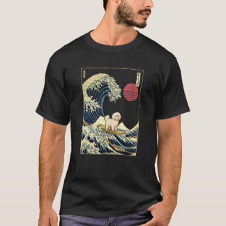 Maltese Japanese Kanagawa Wave Surf Dog T-Shirt