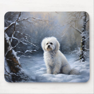 Maltese Let It Snow Christmas Mouse Pad