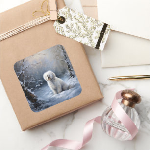 Maltese Let It Snow Christmas Square Sticker