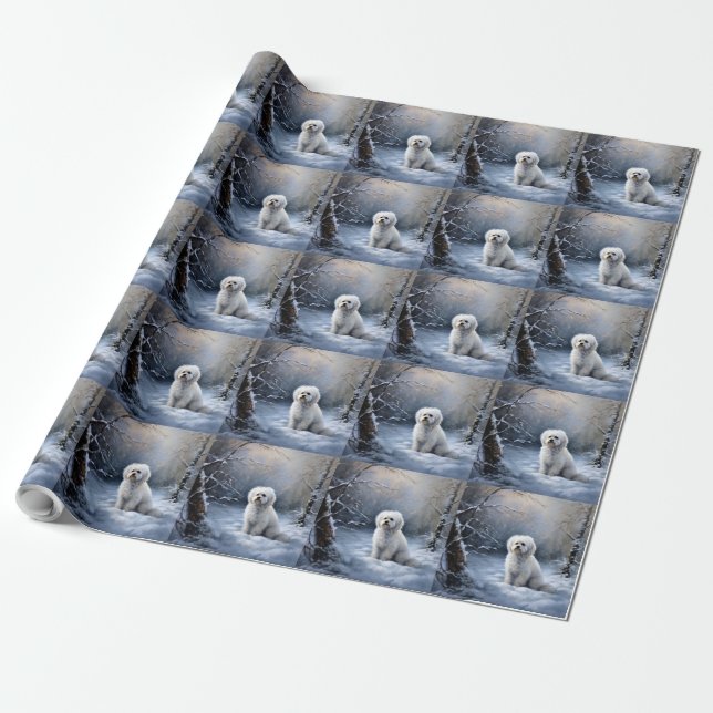 Maltese Let It Snow Christmas Wrapping Paper (Unrolled)