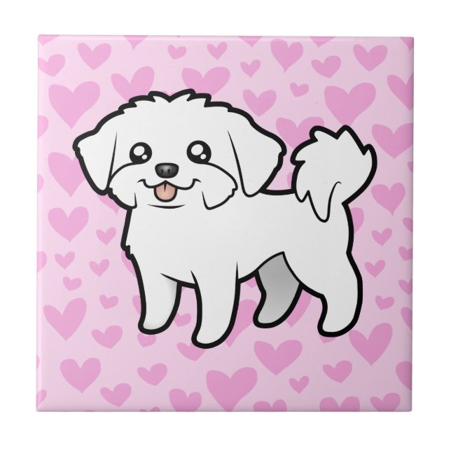 Maltese Love (puppy cut) Ceramic Tile (Front)