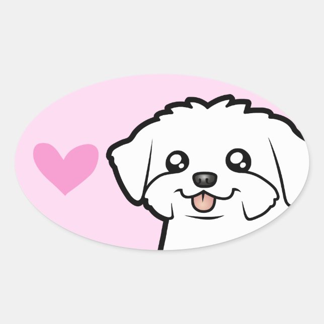 Maltese Love (puppy cut) Oval Sticker (Front)