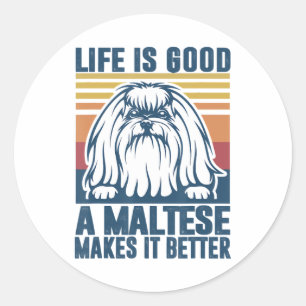 Maltese Lover Gifts Classic Round Sticker