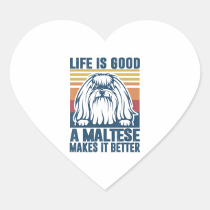 Maltese Lover Gifts Heart Sticker