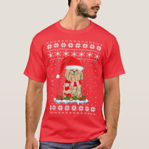 Maltese Lovers Ugly Xmas Sweater Lights Santa Hat
