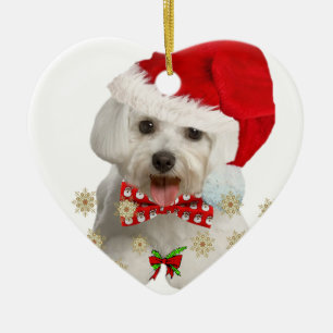 Maltese Merry Christmas Gifts Ceramic Ornament