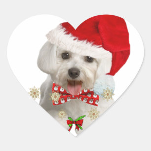Maltese Merry Christmas Gifts Heart Sticker