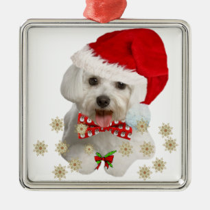 Maltese Merry Christmas Gifts Metal Tree Decoration