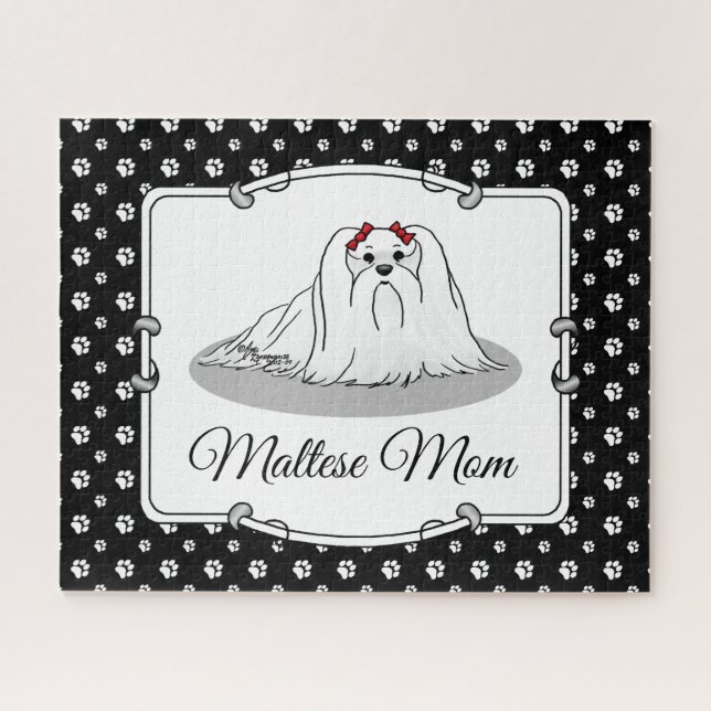 Maltese Mom — Cute Dog Breed Mom Cartoon Jigsaw Puzzle (Horizontal)