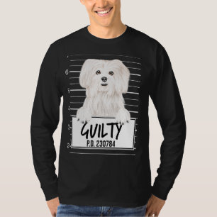 Maltese Mugshot Guilty Dog T-Shirt