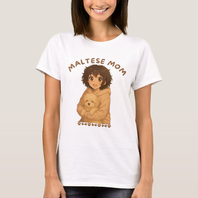 Maltese Mum Anime Style T-Shirt (Front)