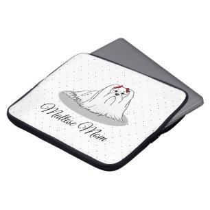 Maltese Mum - Cute Dog Breed Mum Cartoon Laptop Sleeve