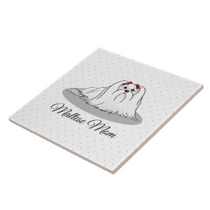 Maltese Mum - Cute Dog Breed Mum Dog Mum Ceramic Tile