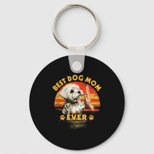 Maltese mum retro sunset funny dog mother's day key ring