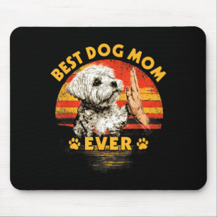 Maltese mum retro sunset funny dog mother's day  mouse pad