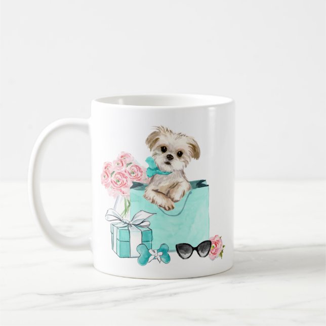 Maltese Mum Tiffany Pink Flowers Mug (Left)