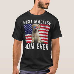 Maltese Mum Usa American Flag Maltese Dog Owner T-Shirt