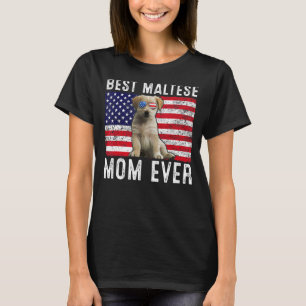 Maltese Mum Usa American Flag Maltese Dog Owner T-Shirt