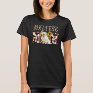 Maltese Mum Western Sunflower Mother's Day T-Shirt