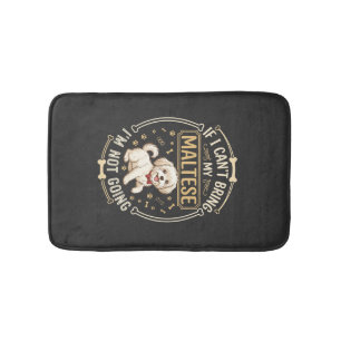 Maltese Not Going Dog Red Bow Tie Bone Frame Bath Mat