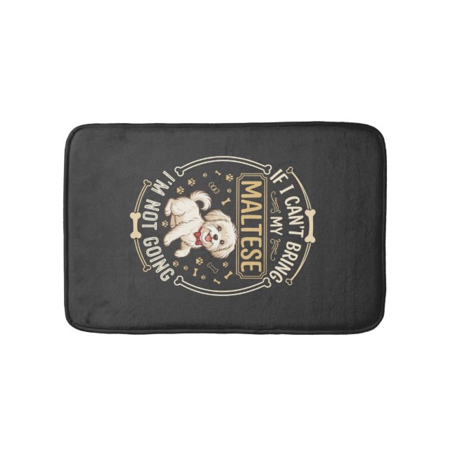 Maltese Not Going Dog Red Bow Tie Bone Frame Bath Mat (Front)