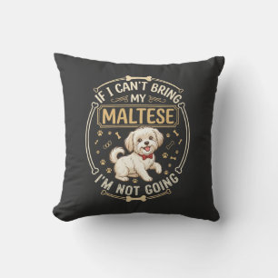 Maltese Not Going Dog Red Bow Tie Bone Frame Cushion