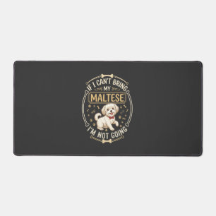Maltese Not Going Dog Red Bow Tie Bone Frame Desk Mat