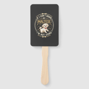 Maltese Not Going Dog Red Bow Tie Bone Frame Hand Fan