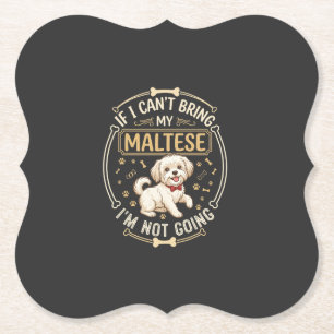 Maltese Not Going Dog Red Bow Tie Bone Frame Paper Coaster
