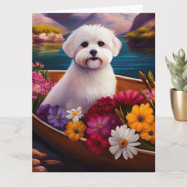 Maltese on a Paddle: A Scenic Adventure Card (Small Plant)
