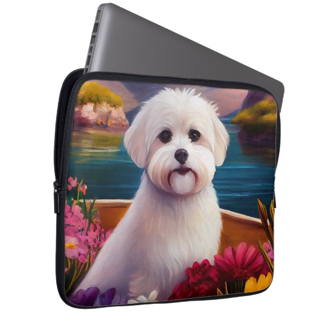 Maltese on a Paddle: A Scenic Adventure Laptop Sleeve (Front Right)