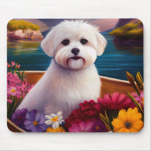Maltese on a Paddle: A Scenic Adventure Mouse Pad