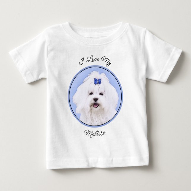Maltese Painting - Cute Original Dog Art Baby T-Shirt (Front)