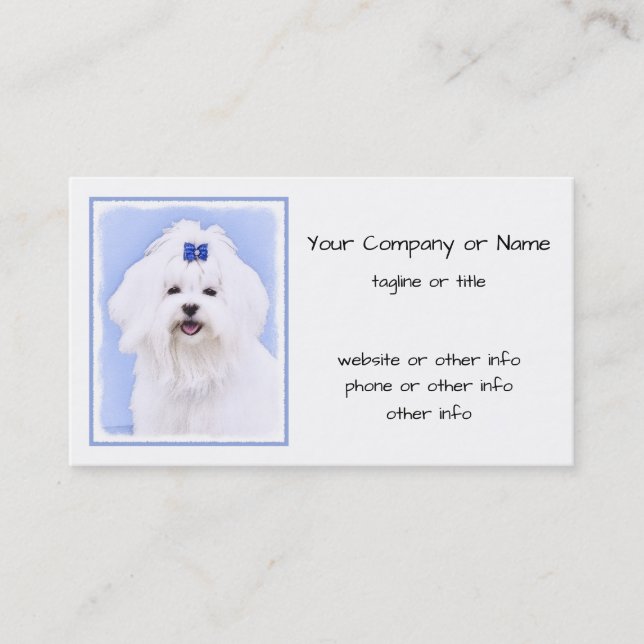 Maltese Painting - Cute Original Dog Art Business Card (Front)