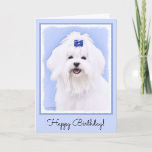 Maltese Painting - Cute Original Dog Art Card