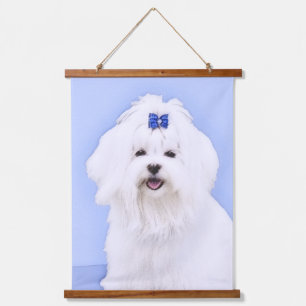 Maltese Painting - Cute Original Dog Art Hanging Tapestry