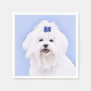 Maltese Painting - Cute Original Dog Art Napkin