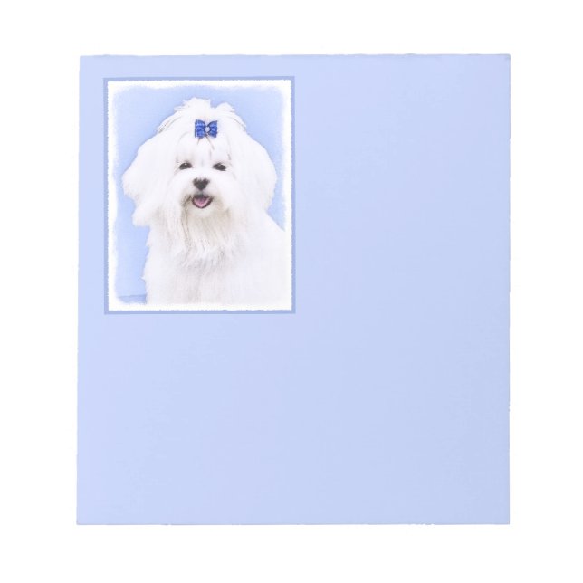 Maltese Painting - Cute Original Dog Art Notepad (Front)