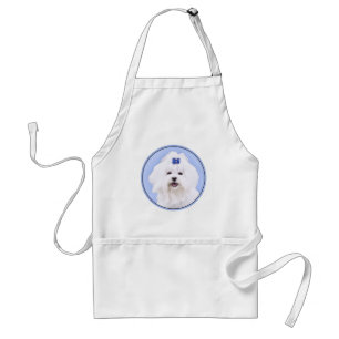 Maltese Painting - Cute Original Dog Art Standard Apron