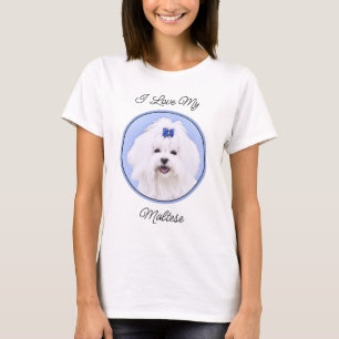 Maltese Painting - Cute Original Dog Art T-Shirt