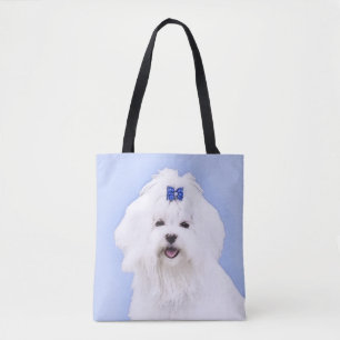 Maltese Painting - Cute Original Dog Art Tote Bag