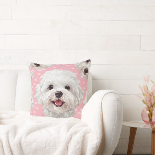 Maltese poodle dog pattern, cushion
