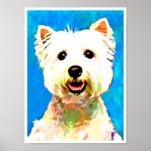 Maltese Pop Art Watercolor 18" x 24" Poster