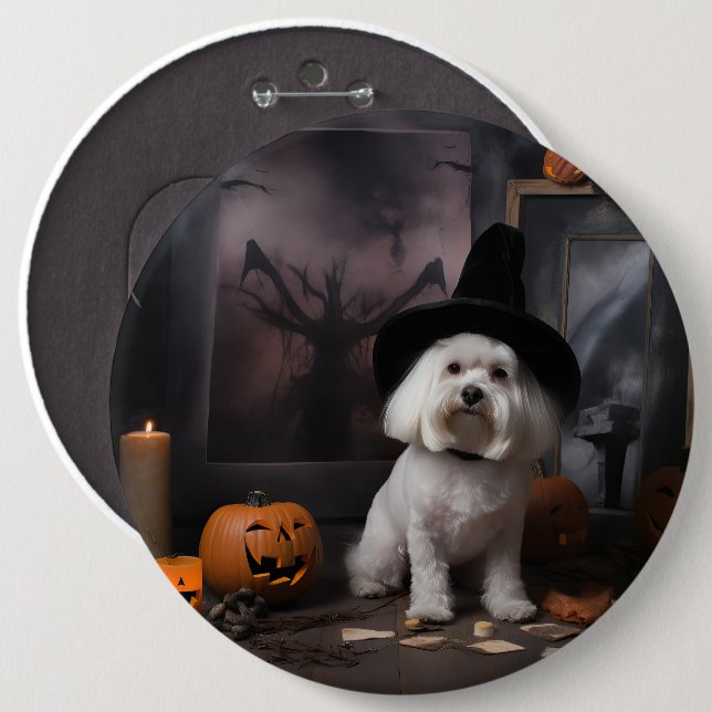 Maltese Pumpkins Halloween Scary  6 Cm Round Badge (Front & Back)