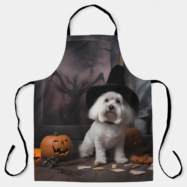 Maltese Pumpkins Halloween Scary  Apron (Front)