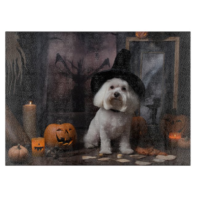 Maltese Pumpkins Halloween Scary  Cutting Board (Front)