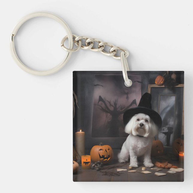Maltese Pumpkins Halloween Scary  Key Ring (Front)