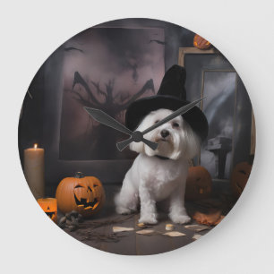 Maltese Pumpkins Halloween Scary  Large Clock