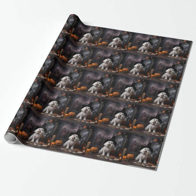 Maltese Pumpkins Halloween Scary  Wrapping Paper (Unrolled)