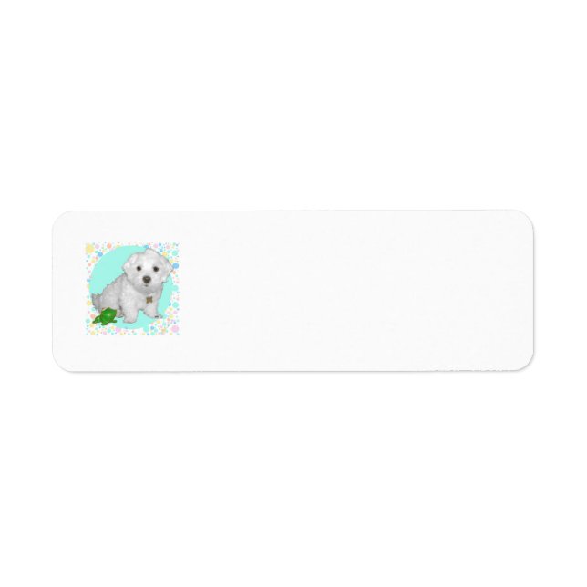 Maltese Pup with Bubbles Return Address Label (Front)
